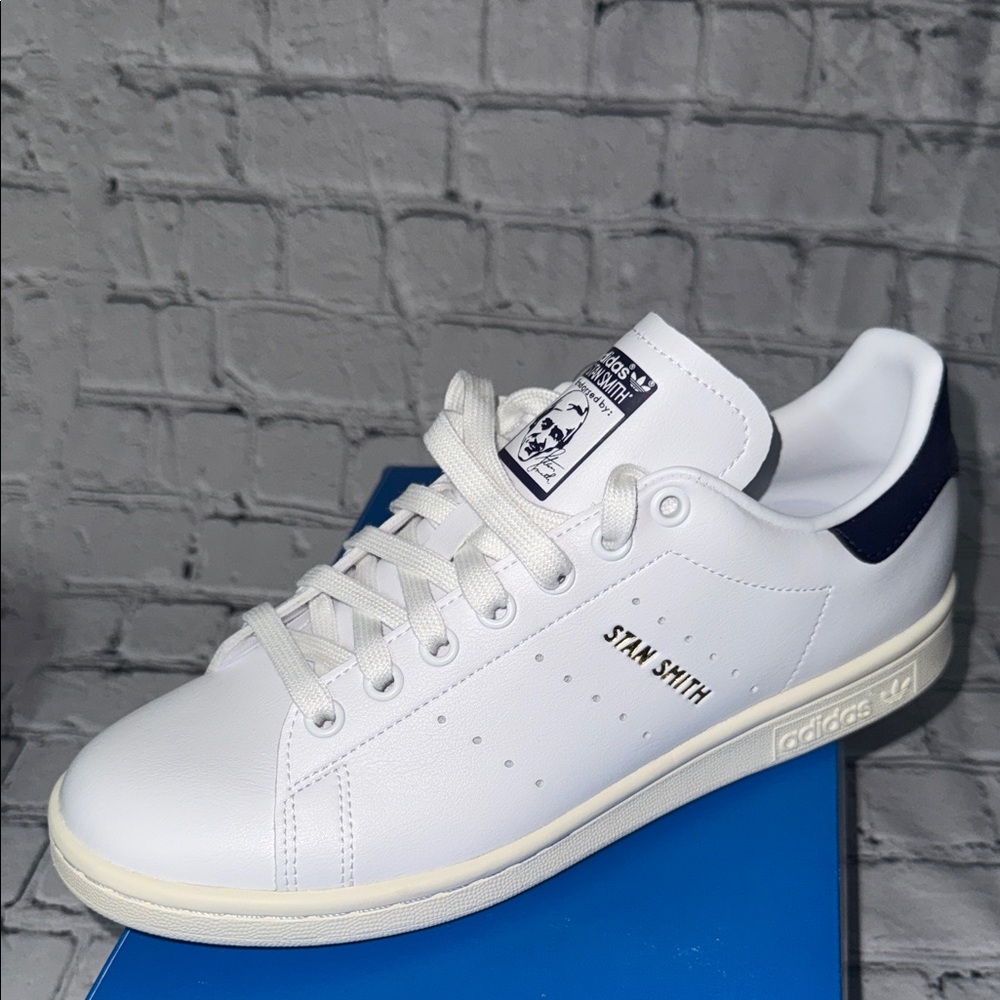 Adidas Stan Smith White and Navy Sneakers